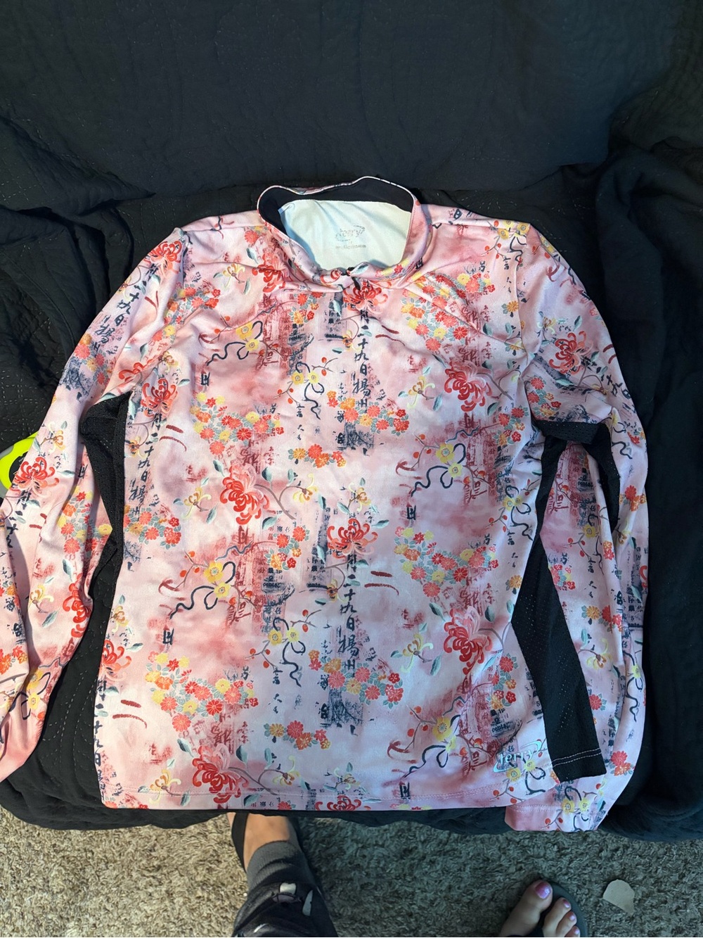 Women's Pink Floral Long-Sleeve Active Rash Top
